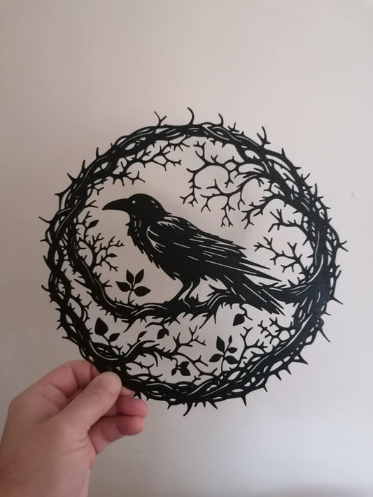 Raven Wreath Silhouette Wall Art