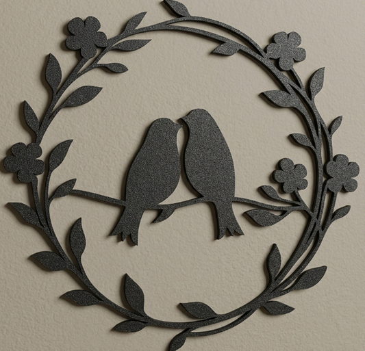 Birds Couple Love Wreath Wall Art