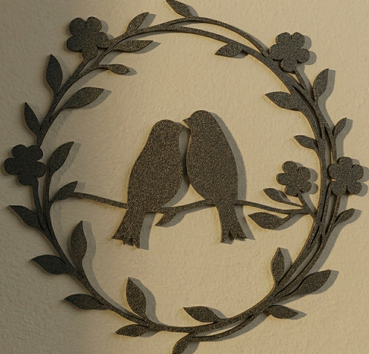 Birds Couple Love Wreath Wall Art