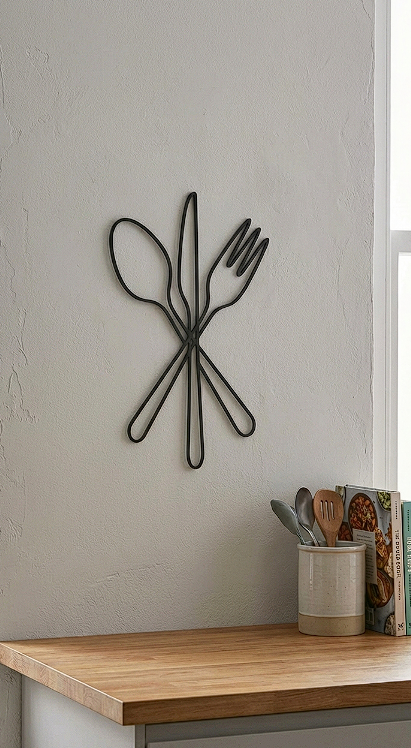 Minimalist Cutlery Trio – Kitchen Silhouette Wall Art