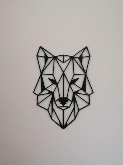 Geometric Wolf Head Silhouette Wall Art