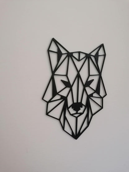 Geometric Wolf Head Silhouette Wall Art