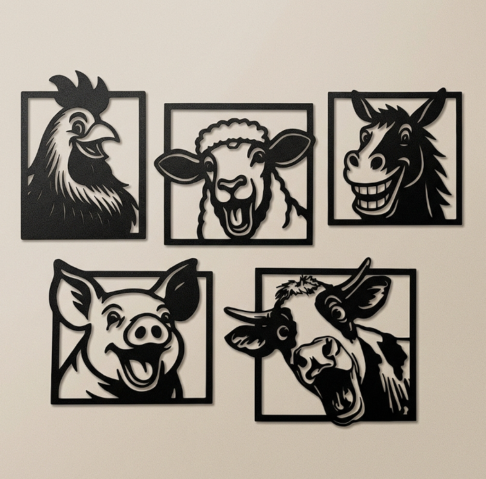 Happy Farmyard Faces Wall Art