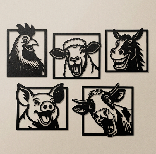 Happy Farmyard Faces Wall Art