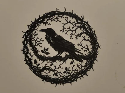 Raven Wreath Silhouette Wall Art