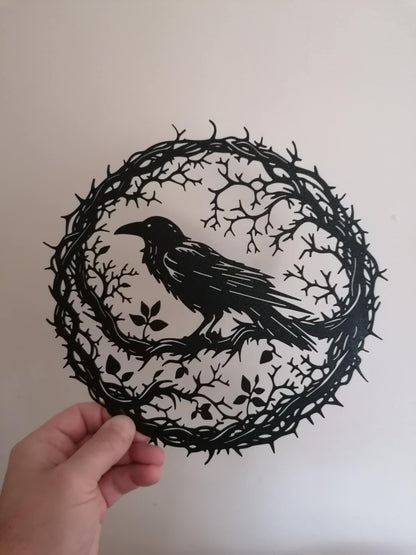 Raven Wreath Silhouette Wall Art