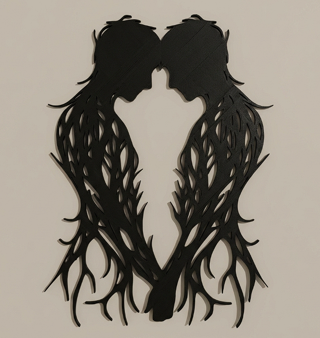 Rooted Lovers Silhouette Wall Art
