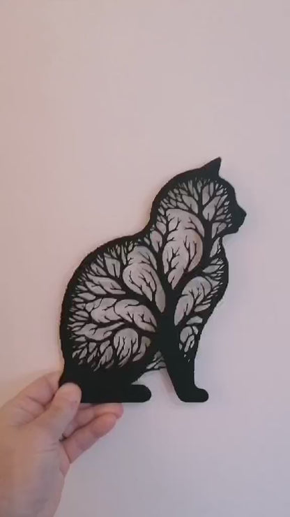 Cat Tree Silhouette Wall Art