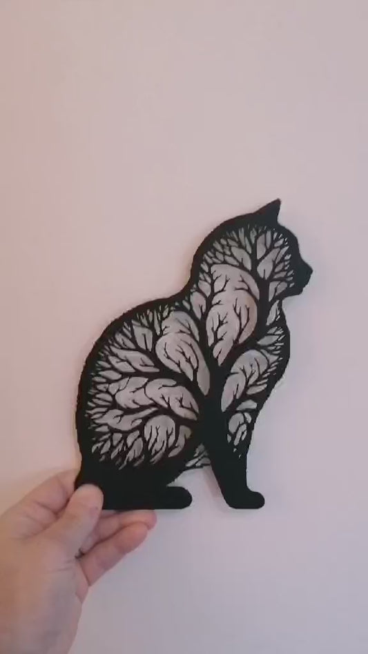 Cat Tree Silhouette Wall Art