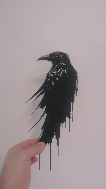 Dripping Raven Silhouette Wall Art