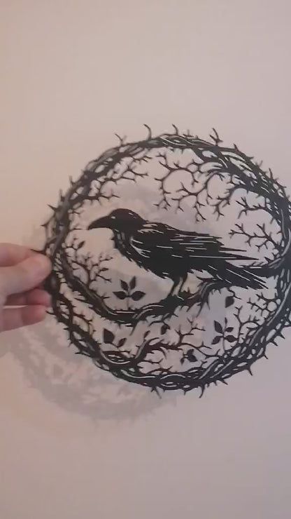 Raven Wreath Silhouette Wall Art